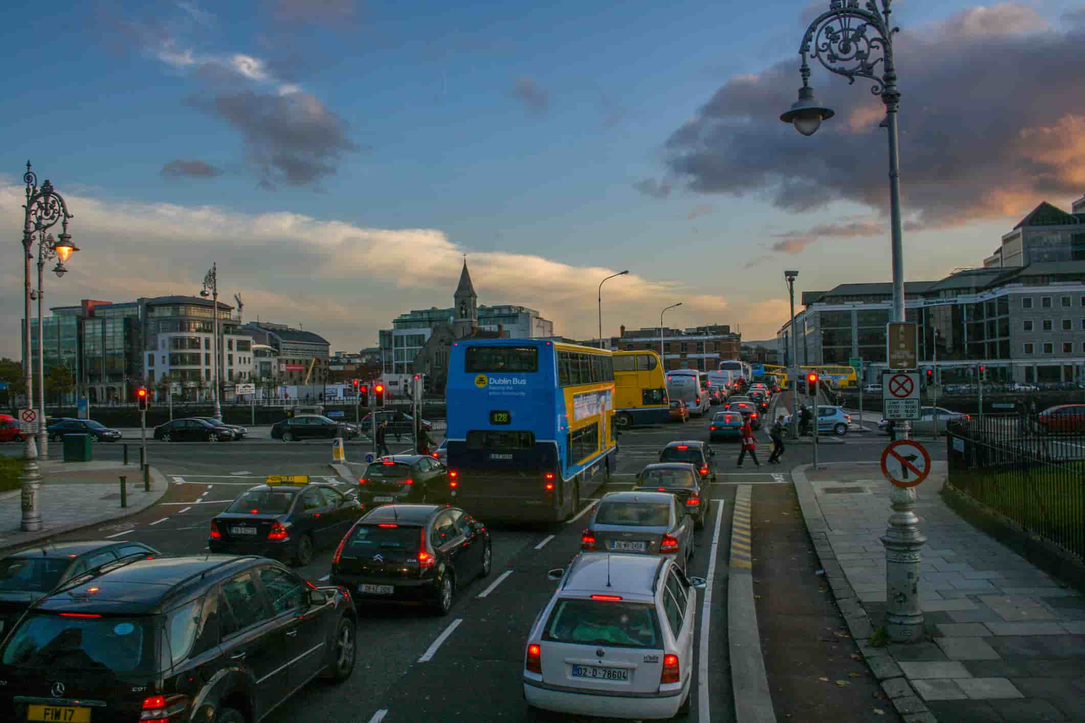 Rush hour traffic in Dublin, Ireland